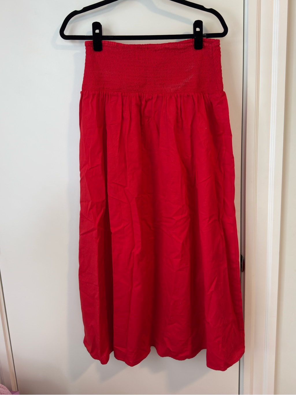 Old Navy Women's Red Smocked Waist Maxi Skirt